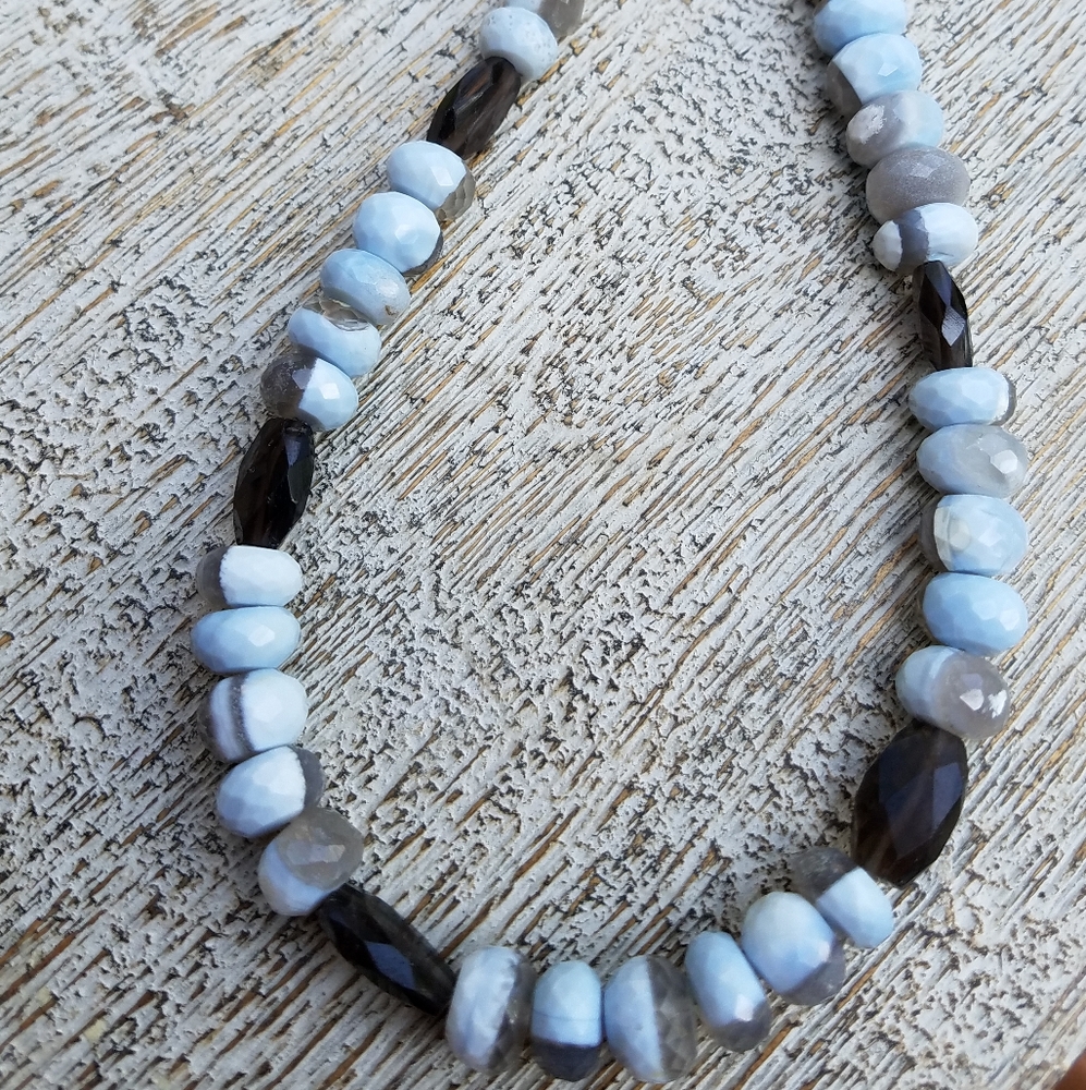 Peruvian blue opal & quartz gemstone necklace